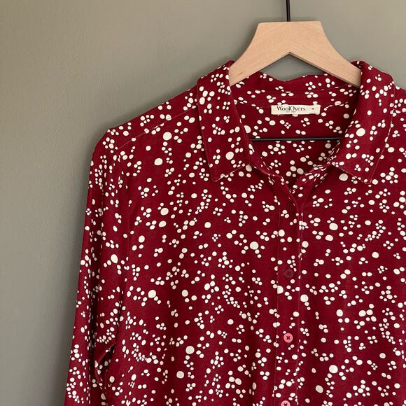 Woolovers Irregular Spot Red Jersey Print 3/4 Sleeve Shirt Size Medium Classic - Picture 4 of 16